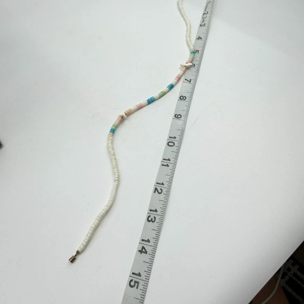 Pastel Heishi Bead Bird Necklace White Blue Pink Boho Coastal Statement Gift